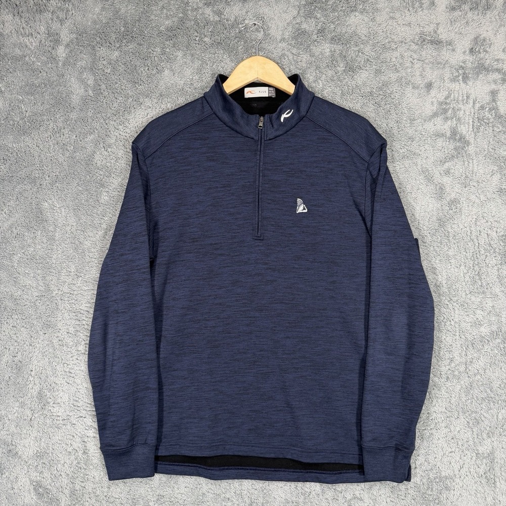 KJUS Pullover Mens 54 XL Heather Blue 1/4 Zip Mock Neck Performance Golf